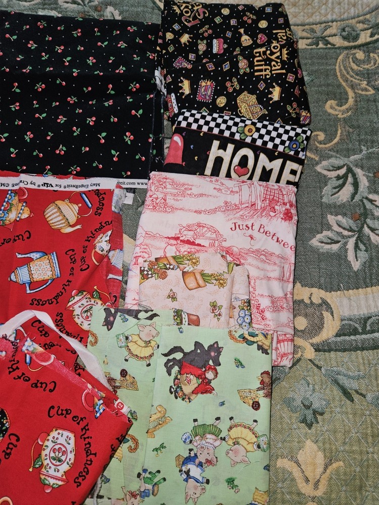 Mary Engelbreit Lot Of 15 Pieces Of Cotton Fabric Mix Prints Over 9 Yrds Total
