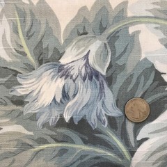 Vtg Concord Leyland Dupont Teflon Blue Floral Cotton Fabric 2.5yds x 56.5”