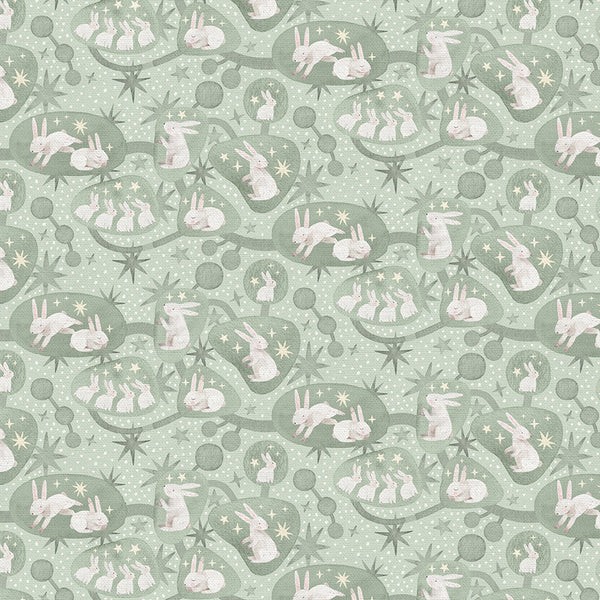 PAINTBRUSH STUDIO – Goose Tales by PBS Fabrics – Bunny Burrows – Green 1/4yd