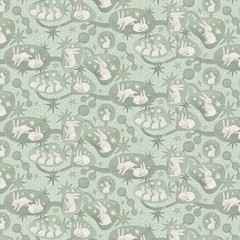 PAINTBRUSH STUDIO – Goose Tales by PBS Fabrics – Bunny Burrows – Green 1/4yd