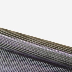Metallic 3K Carbon Fiber Mixed Fabric Cloth 250gsm Twill Weave Long / Short Silk