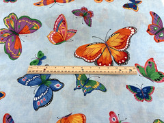 Butterflies on Light Blue Fabric VIP Cranston Print 100% Cotton 2.5 yd