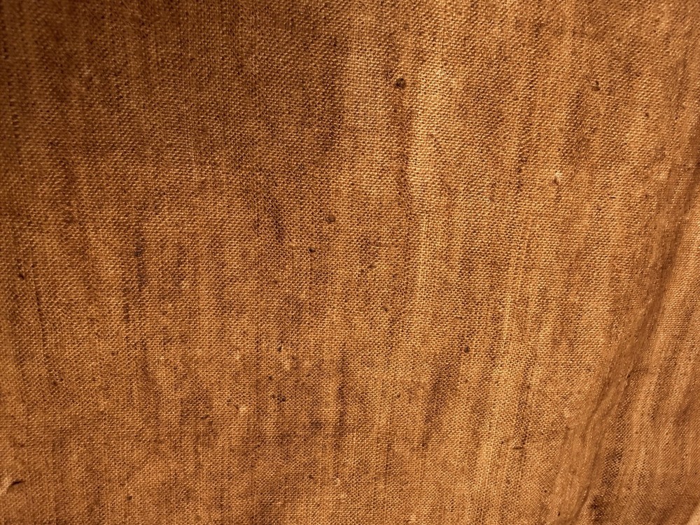 Hand Dyed Persimmon Fabric | Rustic Vintage Homespun Textile | Half Yard Cut