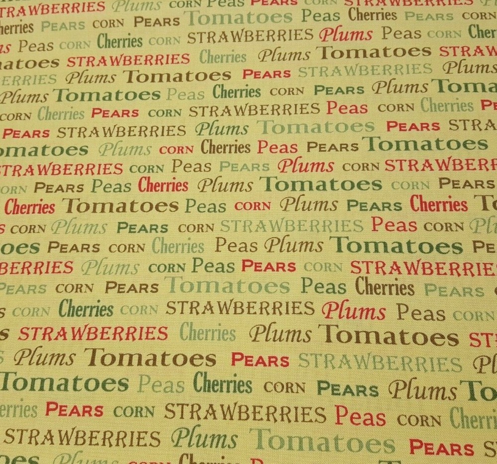 Garden Variety BTY Saturday Evening Post Quilting Treasures Fruit Vegetable Word