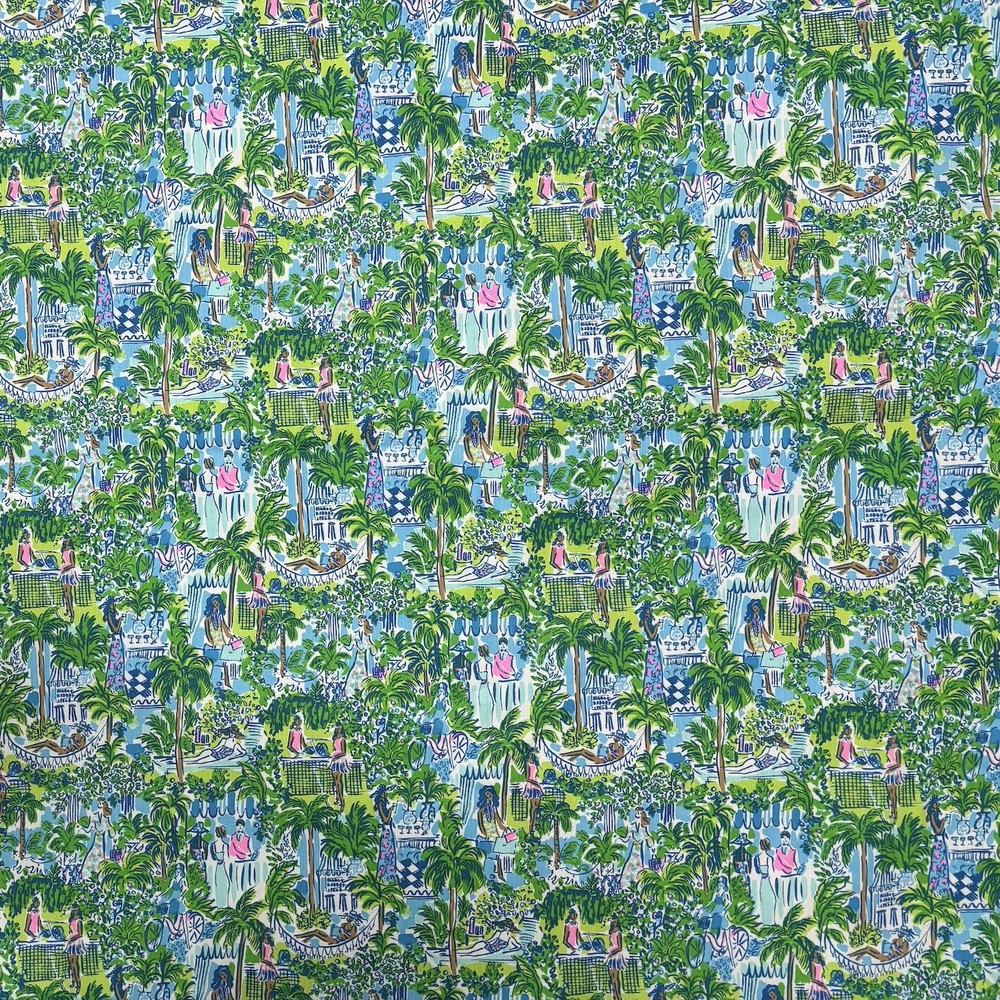 Lilly Pulitzer Dobby Cotton Fabric Sprout Green Lilly On Holiday 18″ x 57″