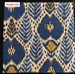 BRUNSCHWIG & FILS Bukhara Ikat in Blue/Gold 17 1/4 x 17 3/4″ Woven Fabric Sample