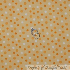 BonEful Fabric FQ Cotton Quilt VTG Orange White Baby Polka Dot Small Little Tone