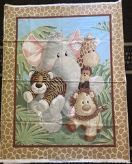 VTG 2008 “Jungle Babies” Stuffies by Patty Reed Crib Quilt Panel 45 “x 35 “