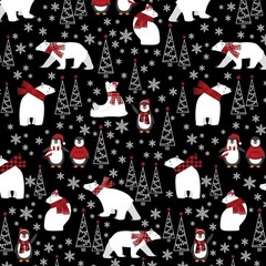 Winter Comfort Flannel Fabric | Polar Bear Penguin Black | Kanvas Studio YARD
