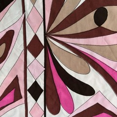 Vintage Pink Groovy Silky Polyester Apparel Fabric Harlequin Border Print 58″x40