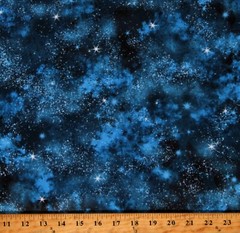 Cotton Night Sky Stars Space Galaxy Blue Fabric Print by Yard D486.80