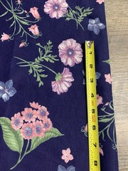 3 Yards Navy Blue Floral Cotton Fabric 20” X 110” Polyester Blend ? Pink Flowers