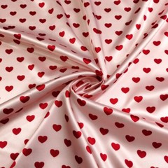 1 Yard X 1.48 meter Love Hearts Satin Fabric Silky Charmeuse Material For Scarf