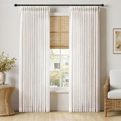Pinch Pleated Linen 40 Inch Wide Curtains 96 Inches Long for Living Room, Mem…