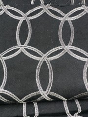 Upholstery Black With Silver Circles Embroidered Fabric, Cotton 4 Yards 58 X 144