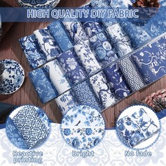 40 Pcs Blue and White Floral Christmas Quilting Fabric Roll 2.56 Inch Precut …