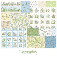 1/2 Yard Fabric – Mouseplay | Baby Mice – White by Anita Jeram by Clothworks