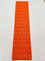 Orange Gold Voile Lace- Gold Floral Lace- Sold by 5 Yards..