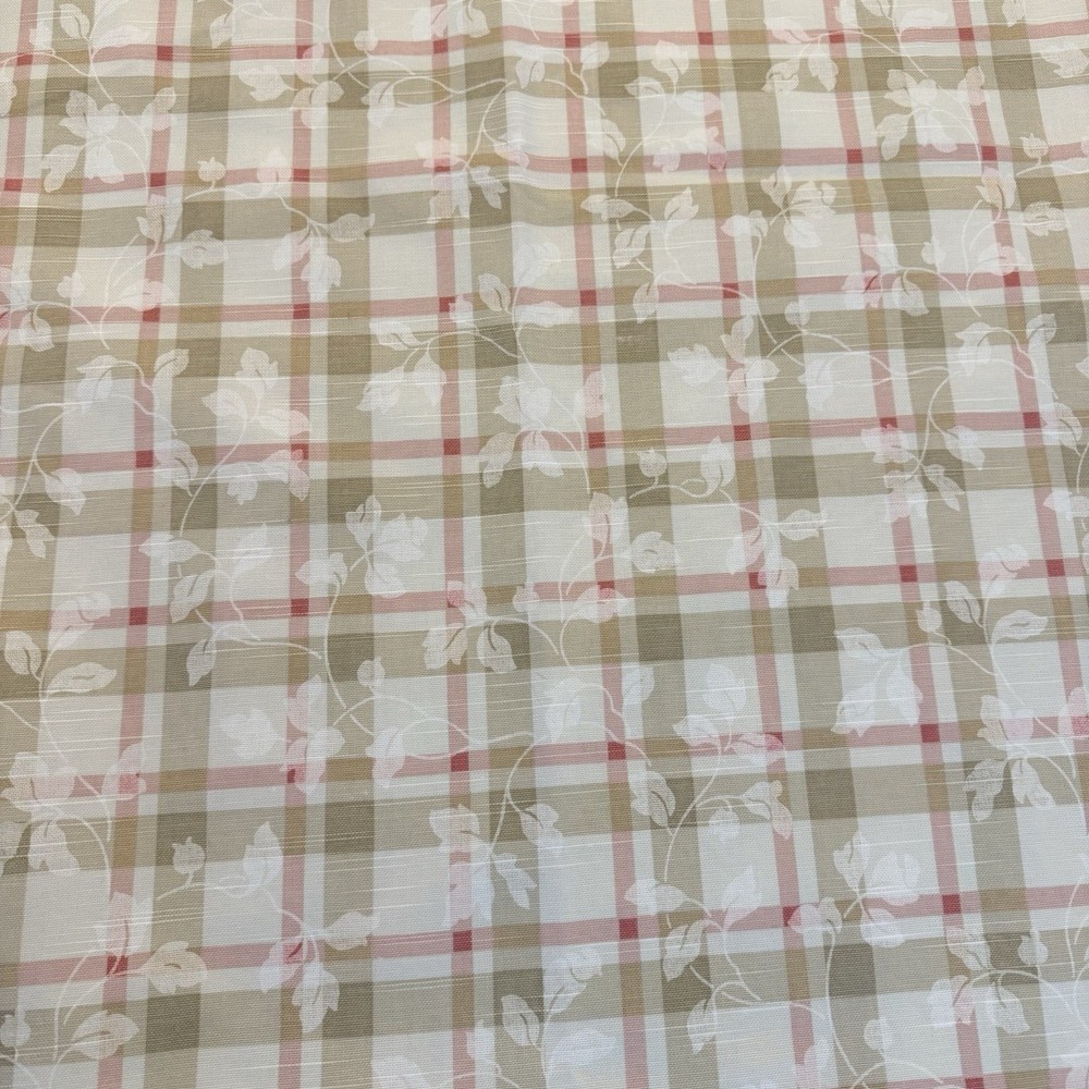 P Kaufmann Scroll Plaid Stripe Pink Olive Green Leaf Vine Fabric 4 ( Or 8) Yds