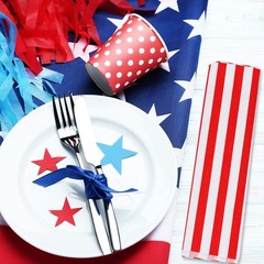 8 Pcs Patriotic Fabric Squares Cotton Bundles Red, Blue, White
