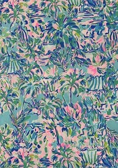 Lilly Pulitzer Cotton Poplin Fabric Blue Ibiza Cabana Cocktail 36″ X 57″