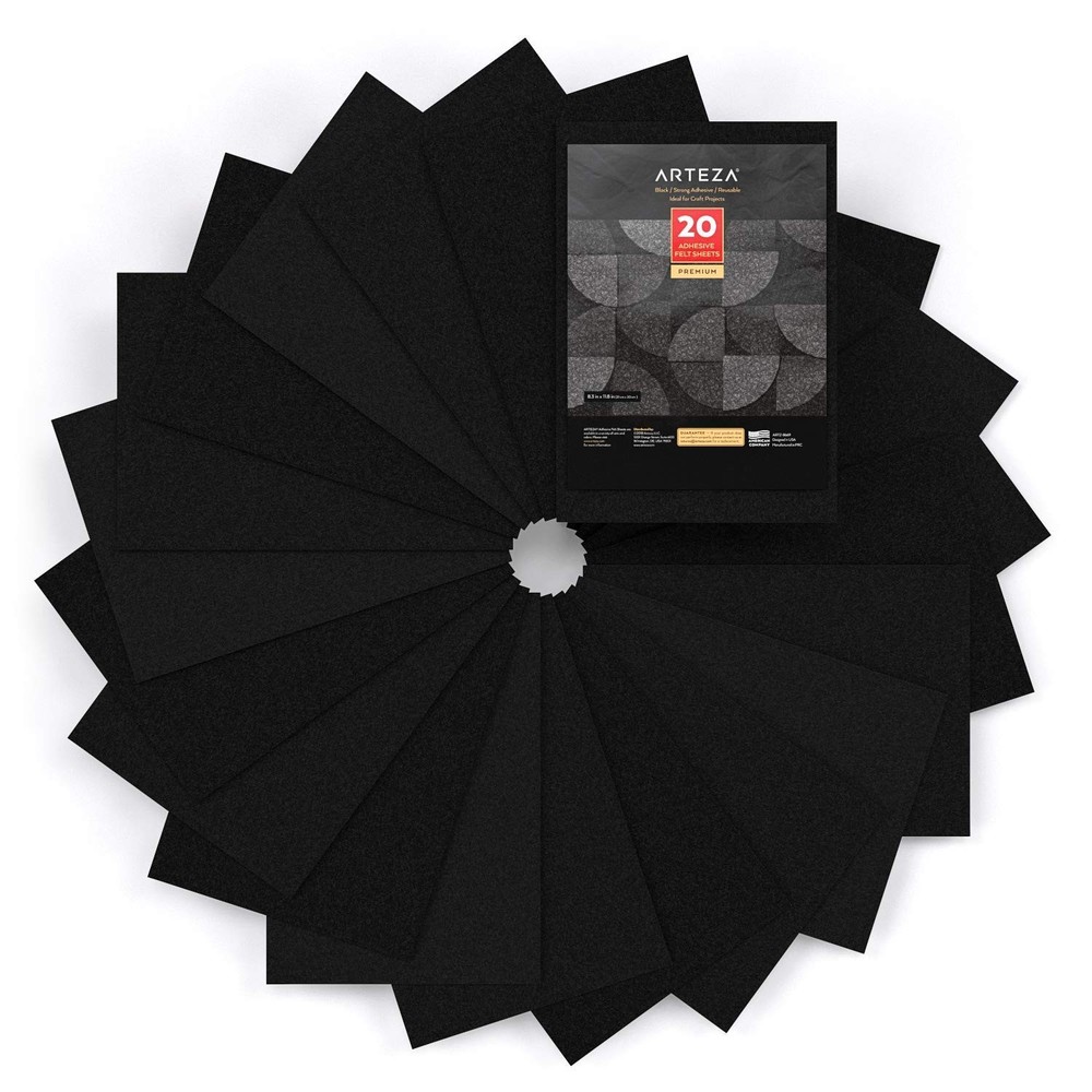 Black Craft Felt Sheets Stiff Non Woven Fabric For Sewing DIY Crafts 20 PK