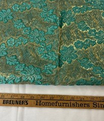 Vtg. Turquoise Blue with Gold Mesh Silk Fabric/Material