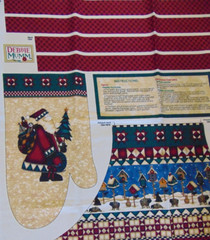 MMFab Debbie Mumm Cotton Fabric Christmas Apron & Mitt Panel Cut-Out