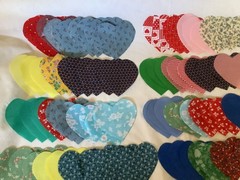 120 Pre Cut Fabric Hearts Assorted Colors Patterns for Quilting Sewing Crafts