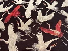 Crane Bird Gobelin Tapestry Upholstery Cushion Woven Fabric Black – 140cm Wide