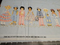 Vintage 2004 Paper Dolls By Patty Reed Border BLUE Fabric 3+YARDS
