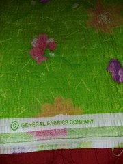 VTG General Fabrics co. Bright Green Fabric with Flowers 3 yards 31″ x 46″ wide