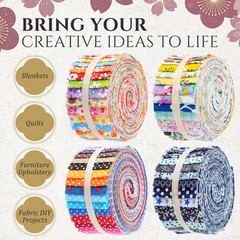 160 Pcs 4 Rolls Fabric Strips, 2.44″ X 39.3″ Precut Quilting Roll, Cotton Strips