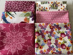 Riley Blake. 6 Fat Quarters in beautiful pink multi by Lila Tueller Designs.