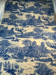 Fabric – RARE French Toile Country Pastoral Romantic Riverbank Sold BTY x 60″ W