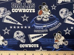 NFL DALLAS COWBOYS Football, MICKEY, HALF Yard (18”x 44”) 100% Cotton Fabric New