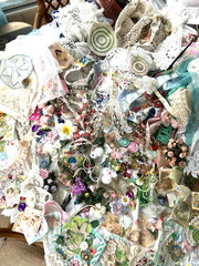 Lot 110+ pcs Shabby Chic Slow Stitch Crochet Spring Cotton Lace Junk Journal