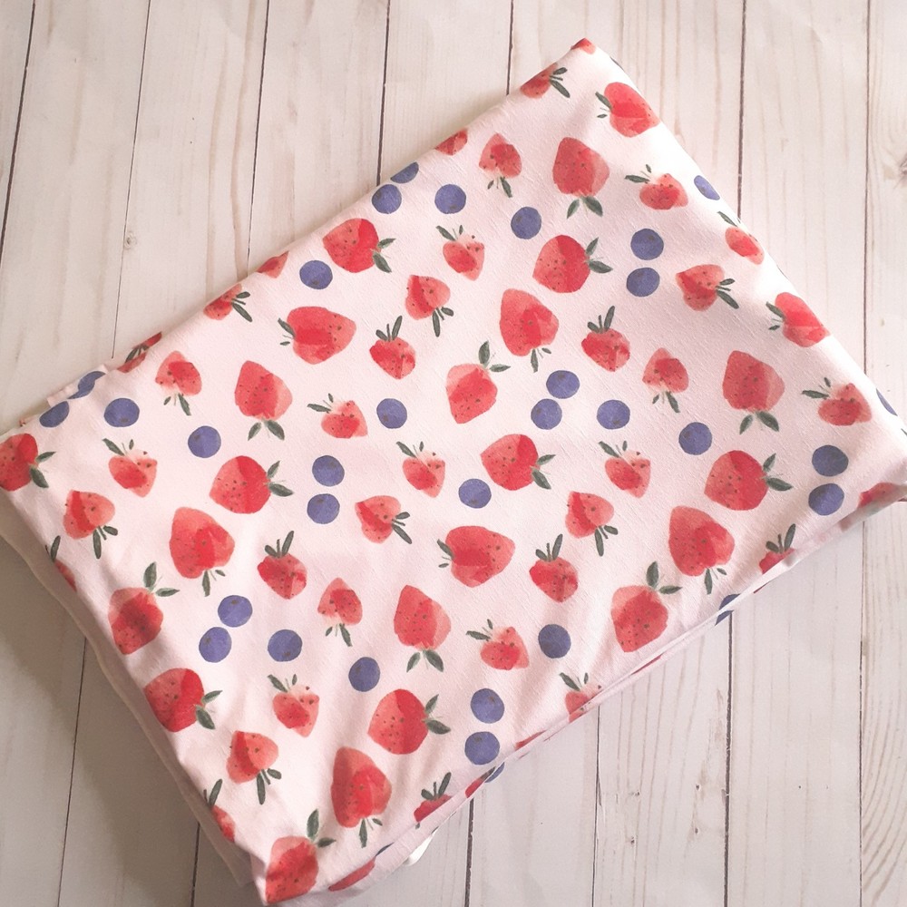 Joann Strawberry and Blueberry Jersey Fabric Pink Red Blue 56″ Wide 2 1/3 yards