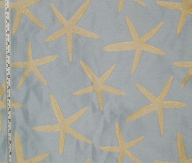 Light blue starfish sea star fabric home decorating upholstery material BTY