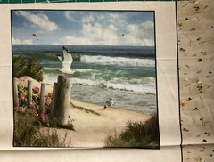 REALISTIC BEACH SCENES COASTAL LIFE SEASIDE 6 BLOCK COTTON FABRIC PANEL