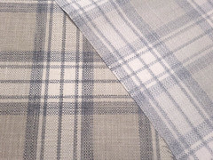 P Kaufmann KINTYRE NEWSPRINT Beige Gray Woven Plaid Designer Drapery Uph Fabric
