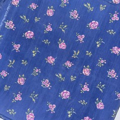 Floral Rose Liquid Sateen Fabric 3.11 Yards 60″ Navy Blue Slinky Fluid Drape