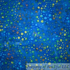 BonEFul FQ Cotton Quilt Batik Blue Tone Tonal Dot Bubble Water Rainbow Blender S