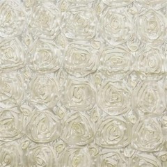 Paige IVORY 3D Floral Polyester Satin Rosette Fabric by the Yard – 10028