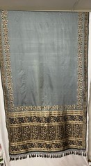 Exquisite Floral & Paisley Border Silk Sari Sage Green 5.5 In Length 44″ Wide