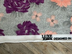 JO-ANN’S Fabric Luxe Fleece 38″ x 1.7 YDS Large Floral Purple Pink Grey Crafting