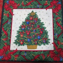 Vintage Cranston Christmas Tree Pillow Panel 4 Blocks 44″ x 35″ Each Block 14.5″