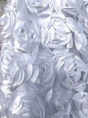 Maci WHITE 3D Floral Polyester Satin Rosette on Mesh Fabric by the Yard – 10057