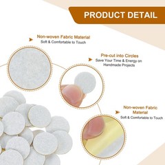 120Pcs Round Felt Circles 15mm (5/8″) Non-Woven Felt Fabric Sticker White