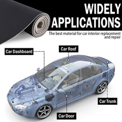 Black Mesh Headliner Fabric 96″ L 60″ W with Foam Backing, Auto Inter